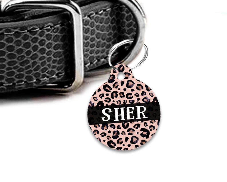 Pet ID Tag | Sassy Blush Pink Leopard